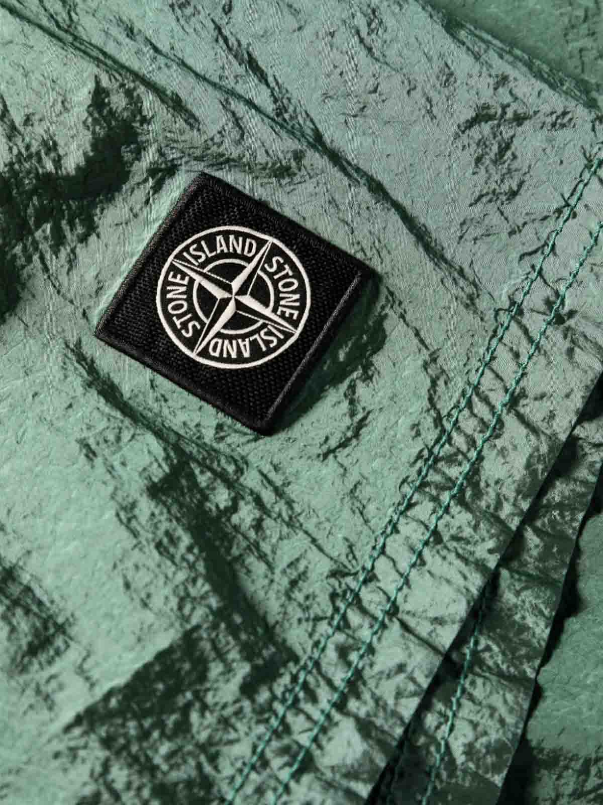 Shop Stone Island Swimsuit With Logo In Green