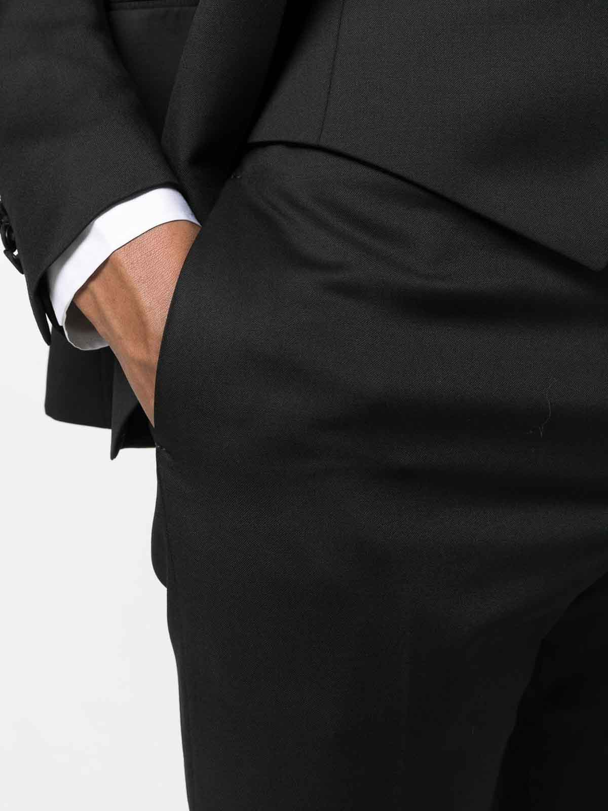 Shop Tagliatore Black Three-piece Tuxedo Suit