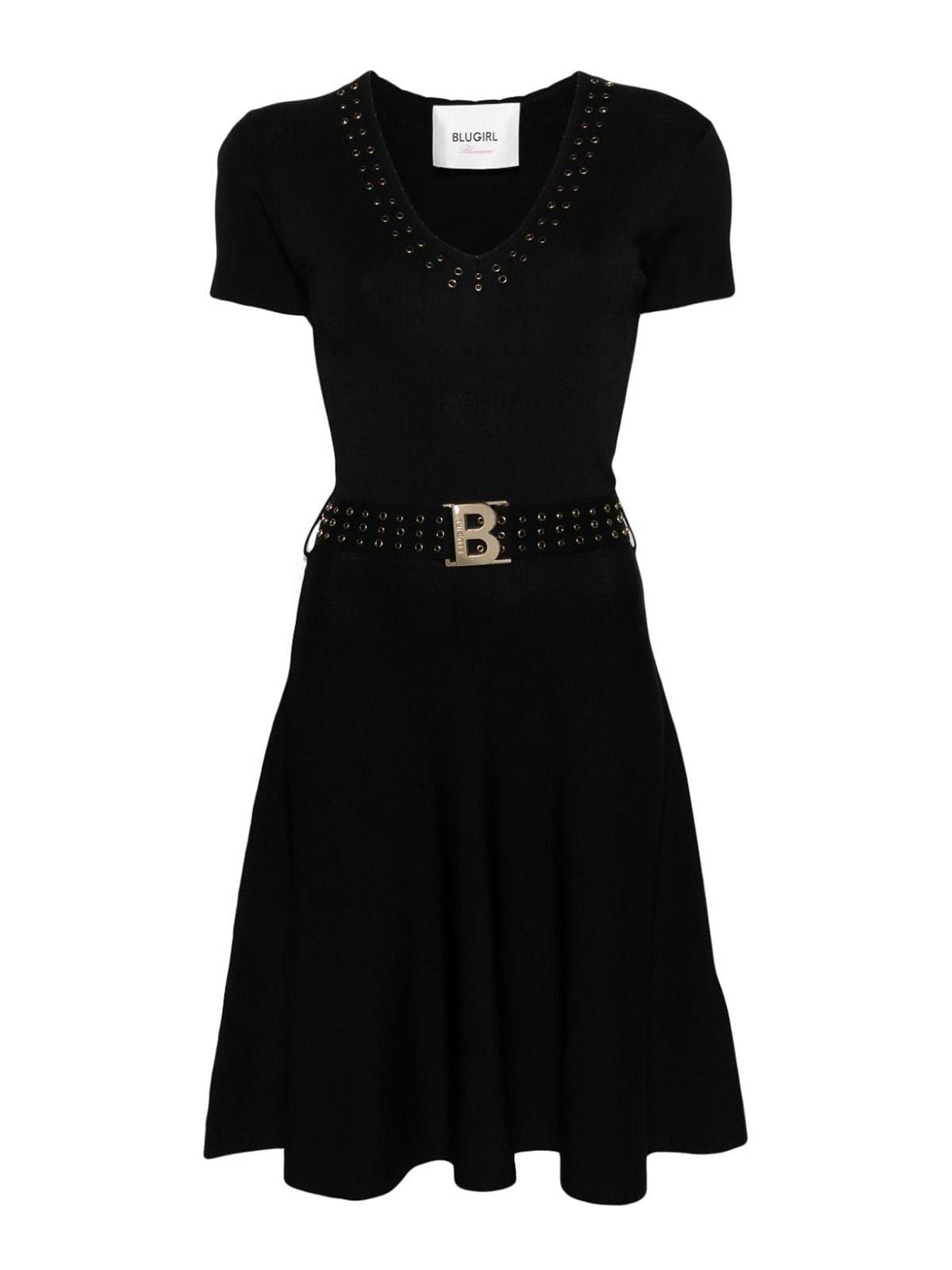 Blugirl Rhinestone-embellished Knit Dress In Black