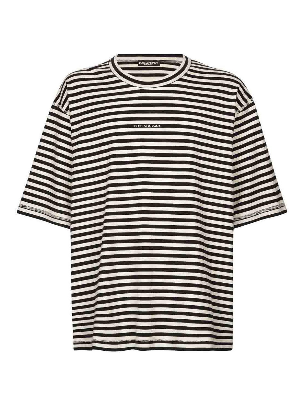 Shop Dolce & Gabbana Black Striped T-shirt In White