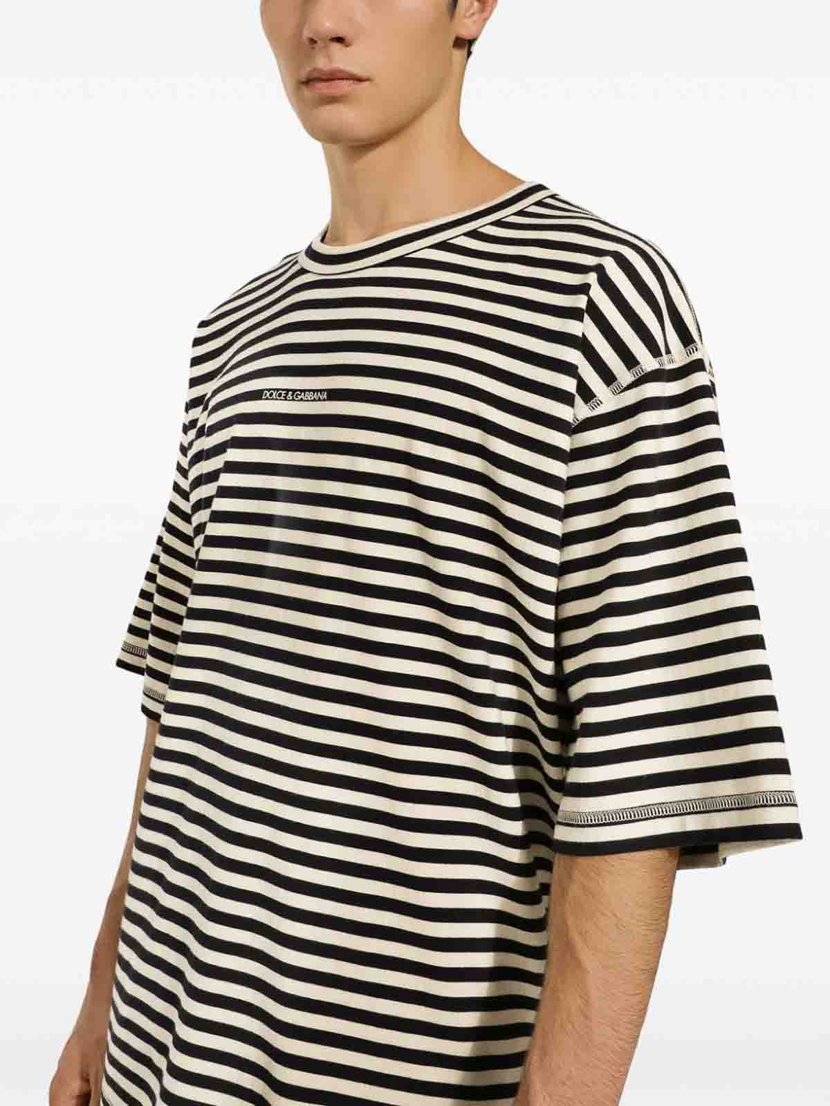 Shop Dolce & Gabbana Black Striped T-shirt In White