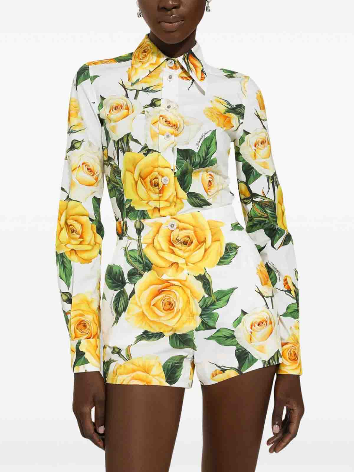 Shop Dolce & Gabbana Rose Print Shirt In Multicolour