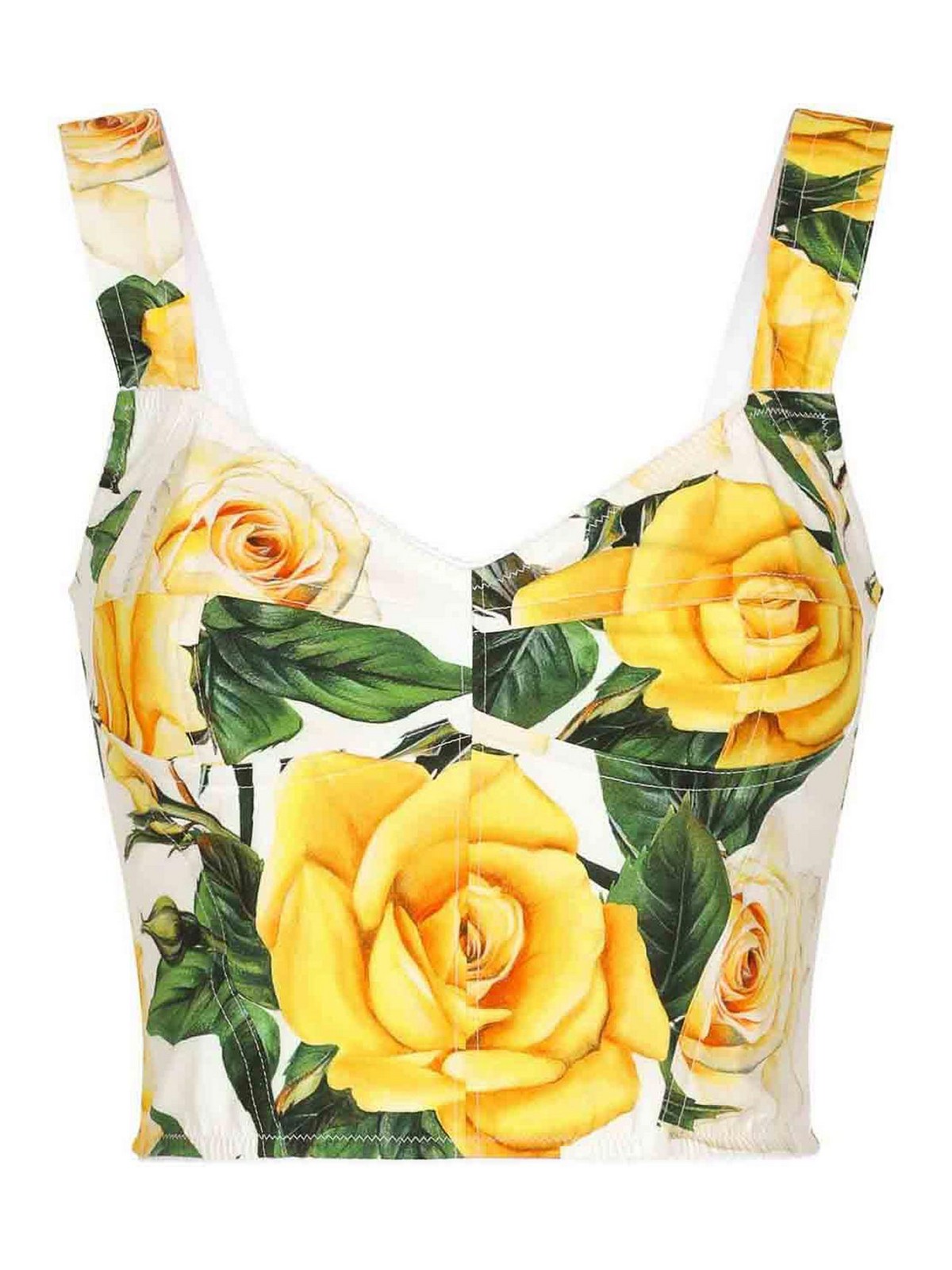 Shop Dolce & Gabbana Corset Style Rose Print Top In Multicolour