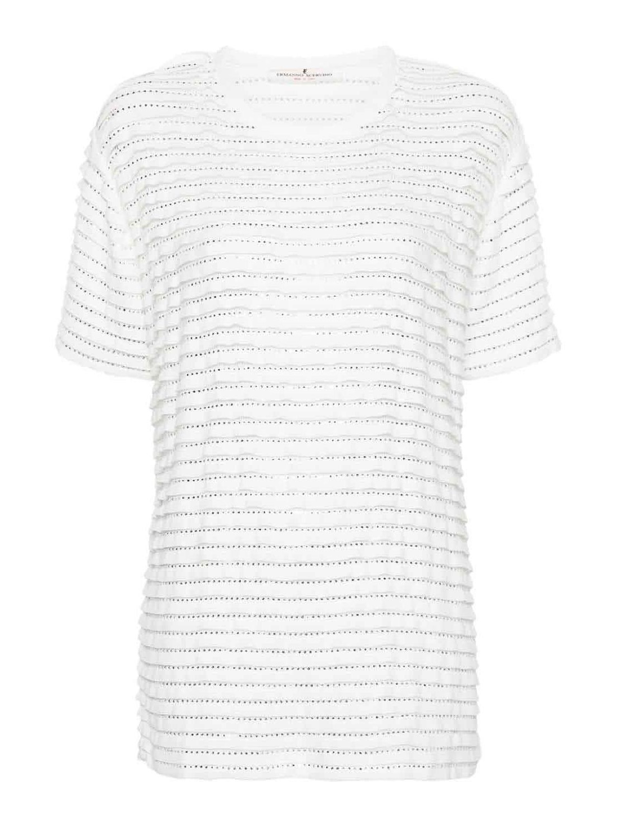 Shop Ermanno Scervino Knitted Layered Details In White