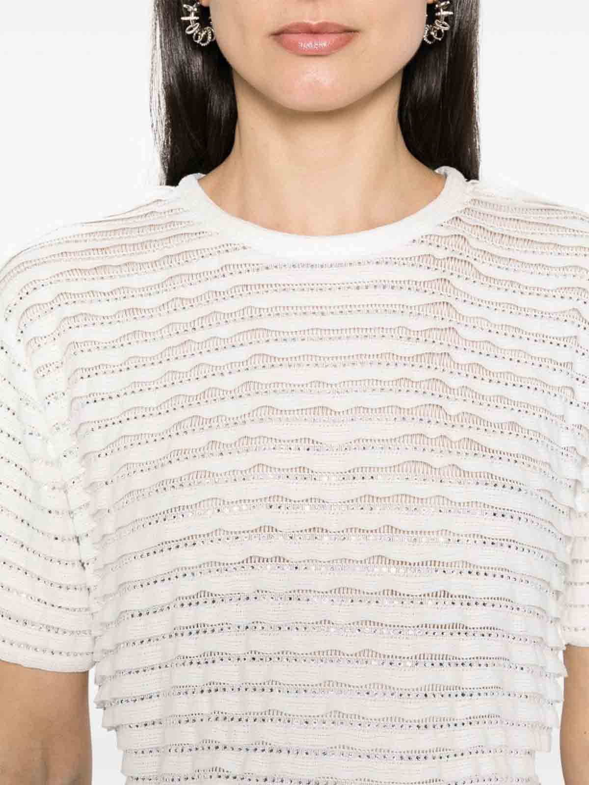 Shop Ermanno Scervino Knitted Layered Details In White