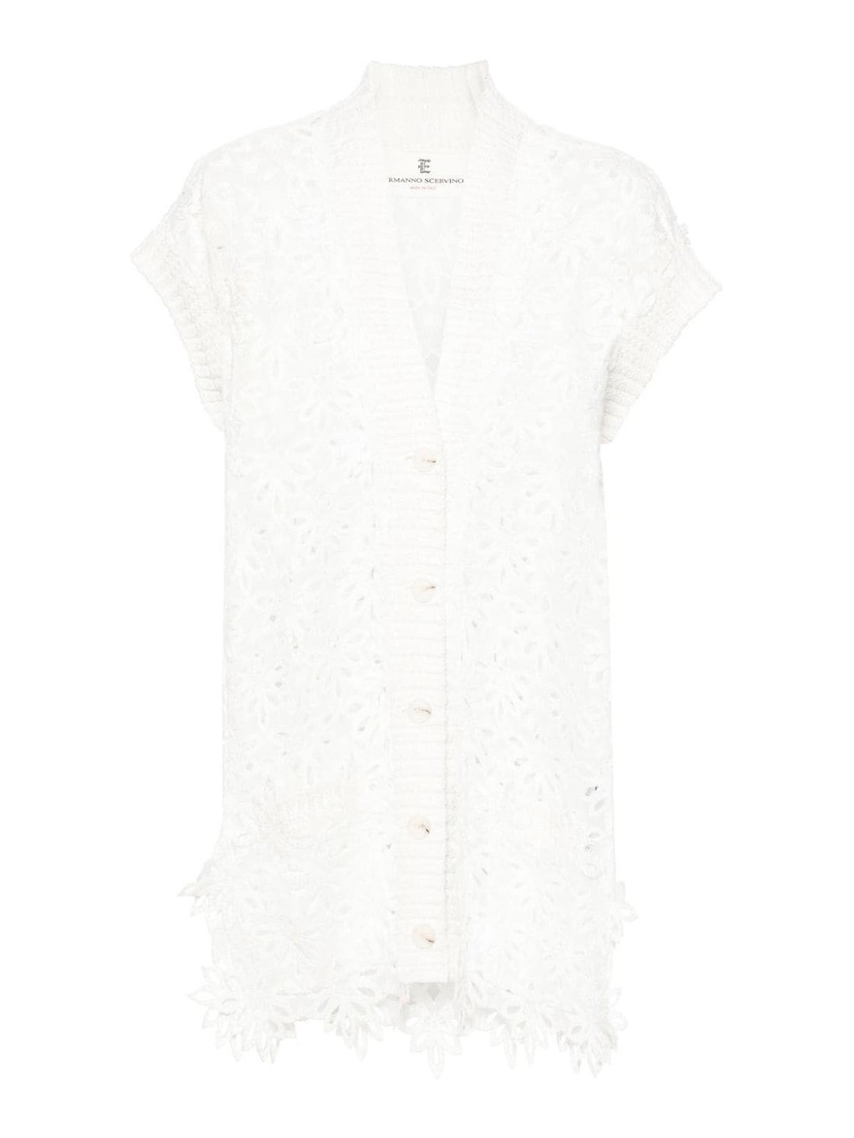 Shop Ermanno Scervino Floral Broderie Anglaise Cardigan In White