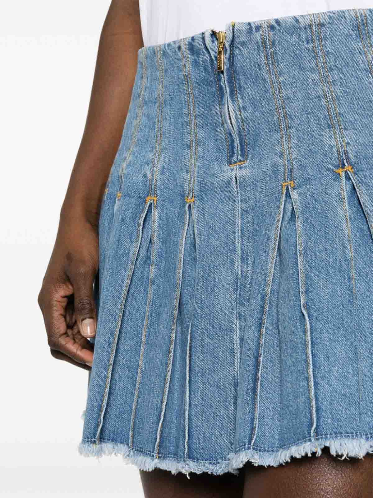 Shop Liu •jo Pleated Mini Skirt In Blue