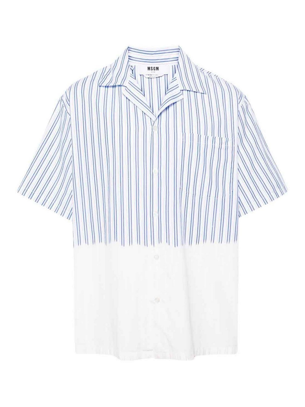 Shop Msgm Pinstripe Pattern Shirt In Light Blue
