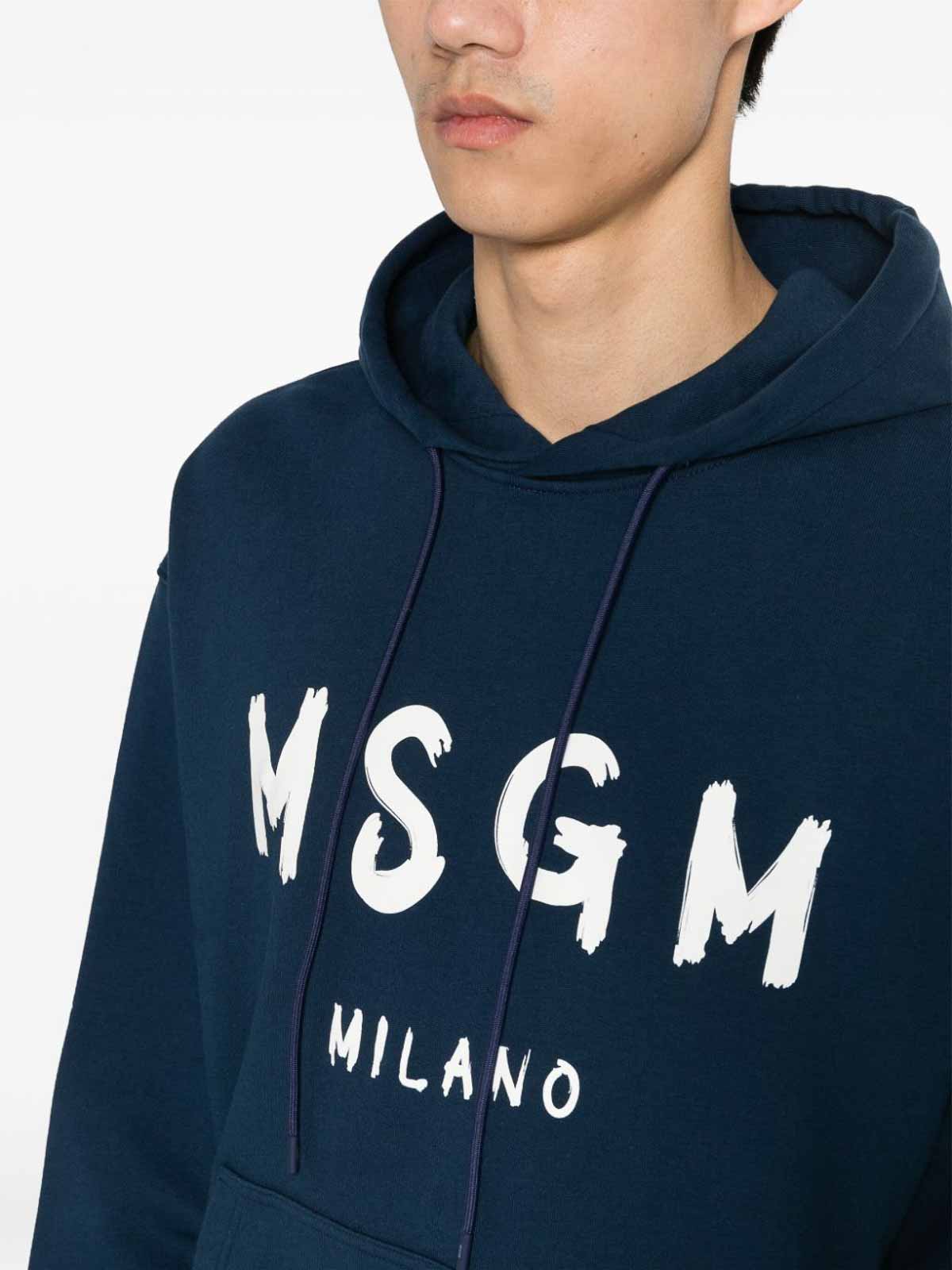 Shop Msgm Sweatshirt With Logo In Blue