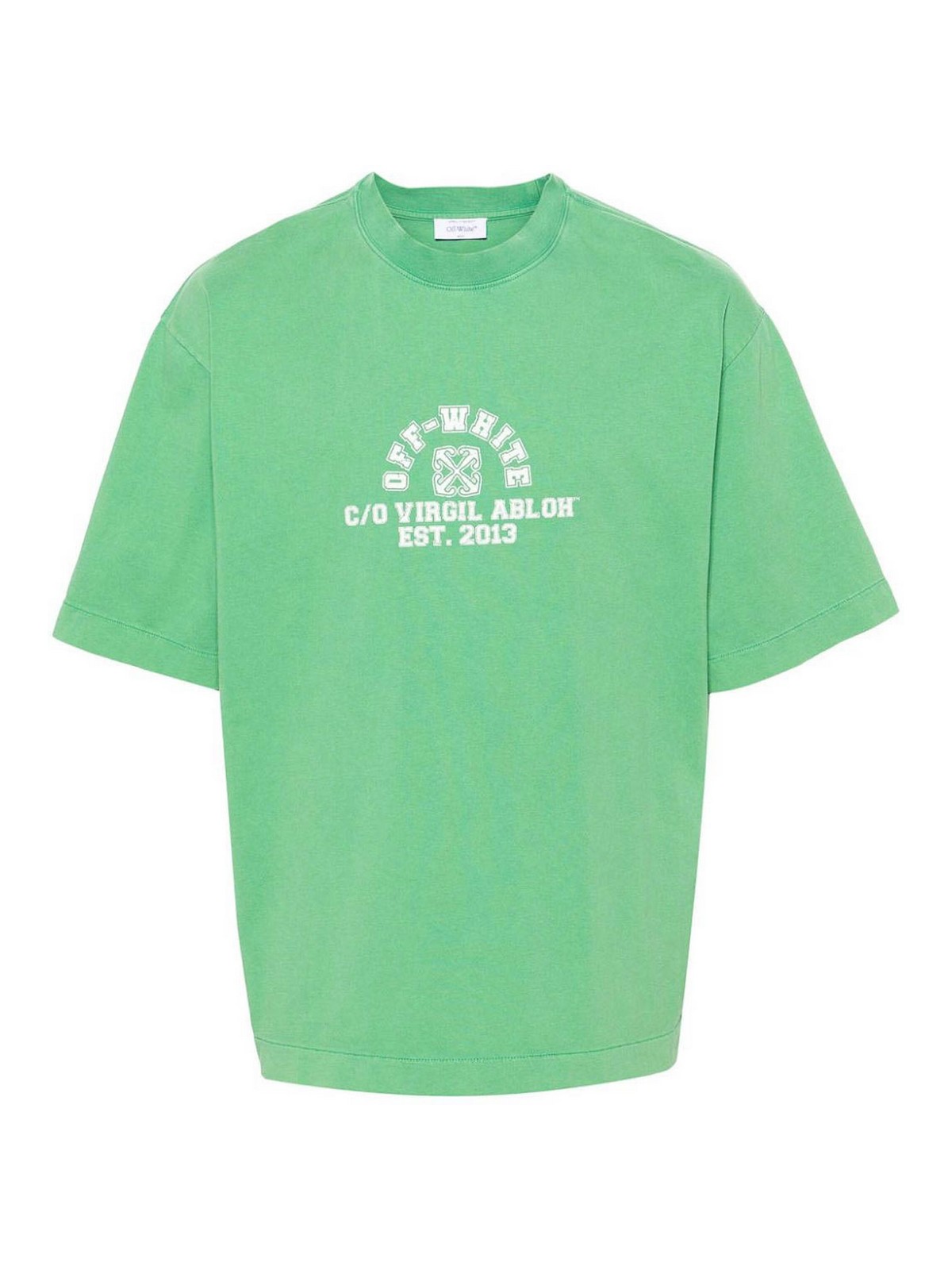 Off-white Logo-print Cotton T-shirt In Green