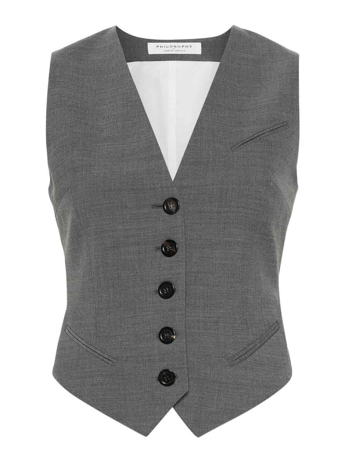 Shop Philosophy Di Lorenzo Serafini Woven Vest Grey Sleeveless