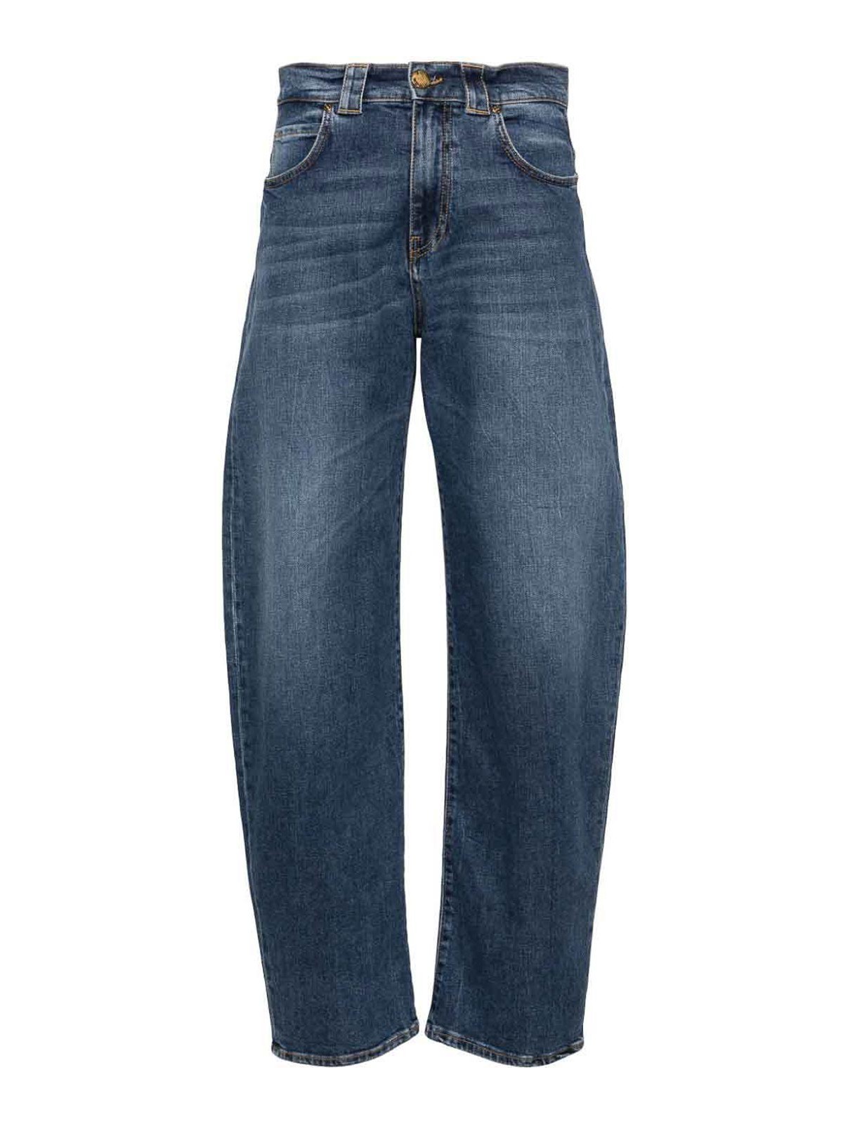 Shop Pinko Faded Stretch Wide Leg Jeans In Blue
