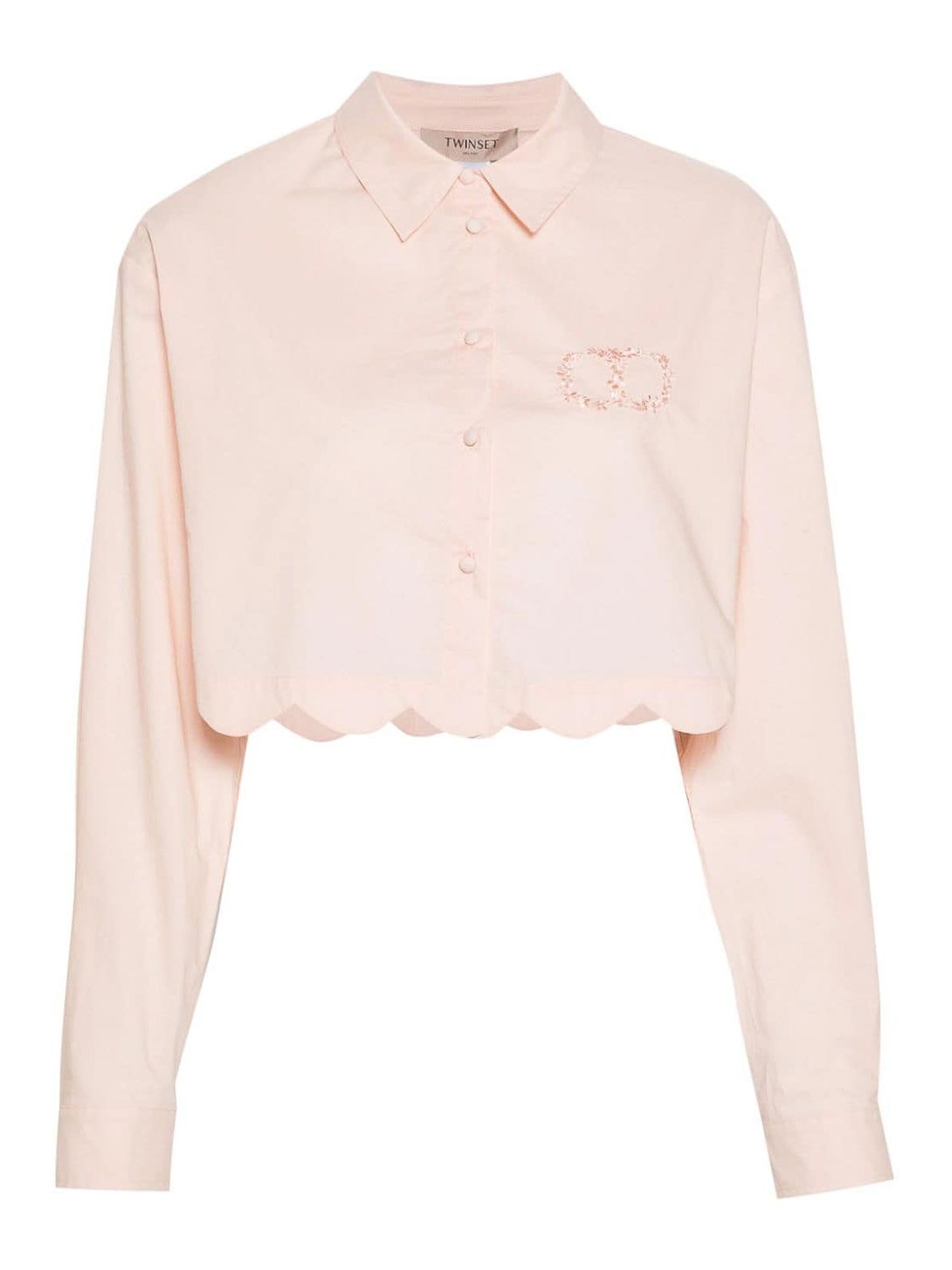 Twinset Shirt With Pleated Detail In Nude & Neutrals