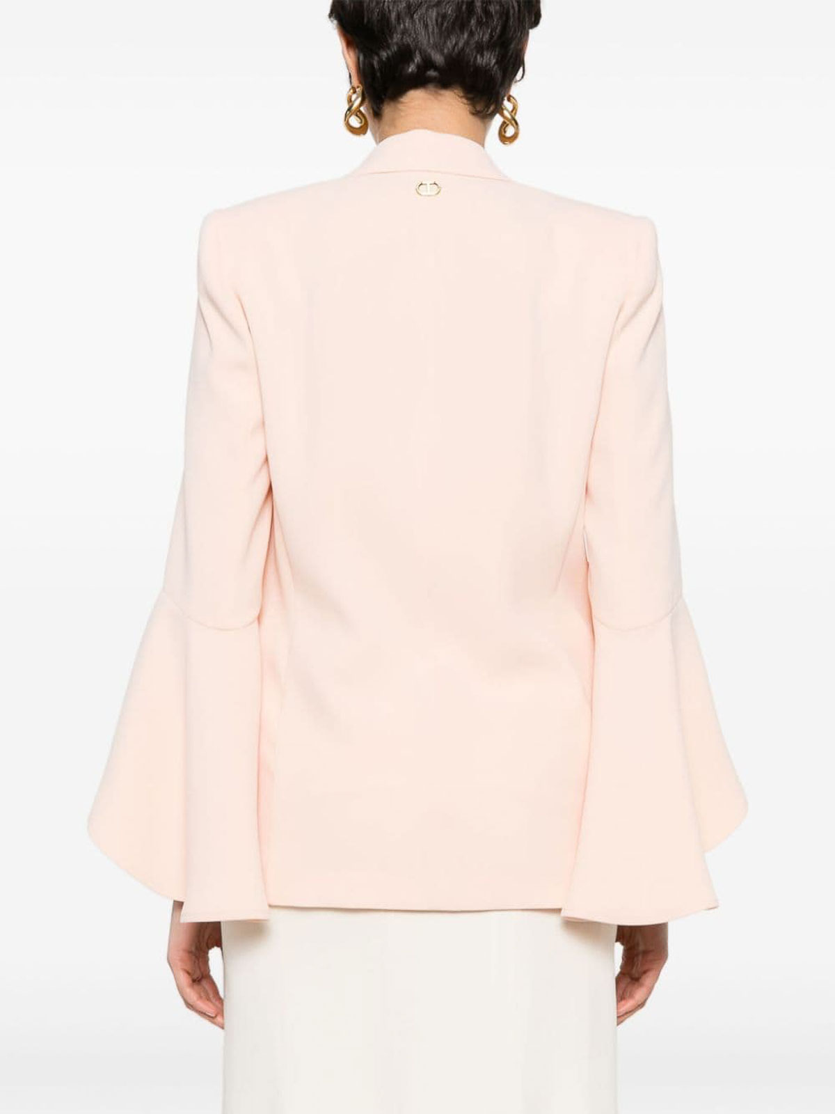 Shop Twinset Blazer With Flounced Sleeves In Nude & Neutrals