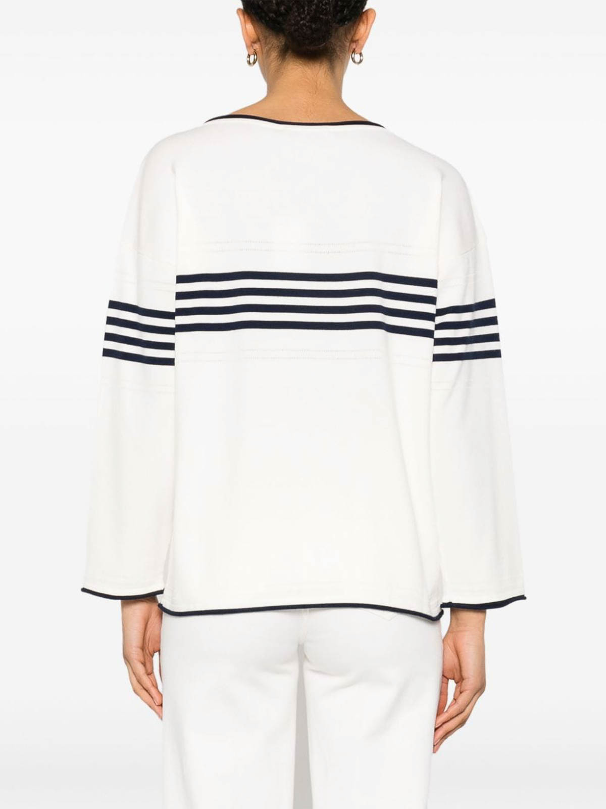 Shop Twinset Striped Pattern Sweater In White