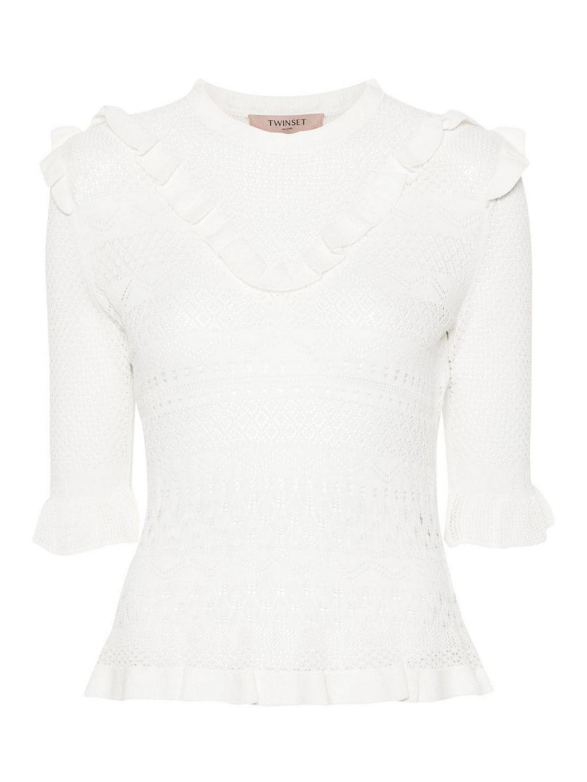 Shop Twinset Suéter Cuello Redondo - Blanco In White