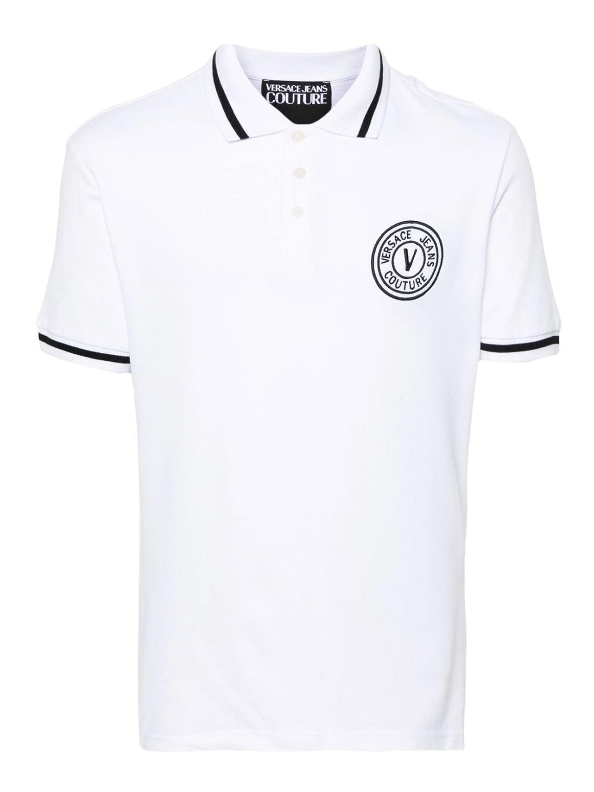 Versace Jeans Couture Embroidered Logo Polo Shirt In White