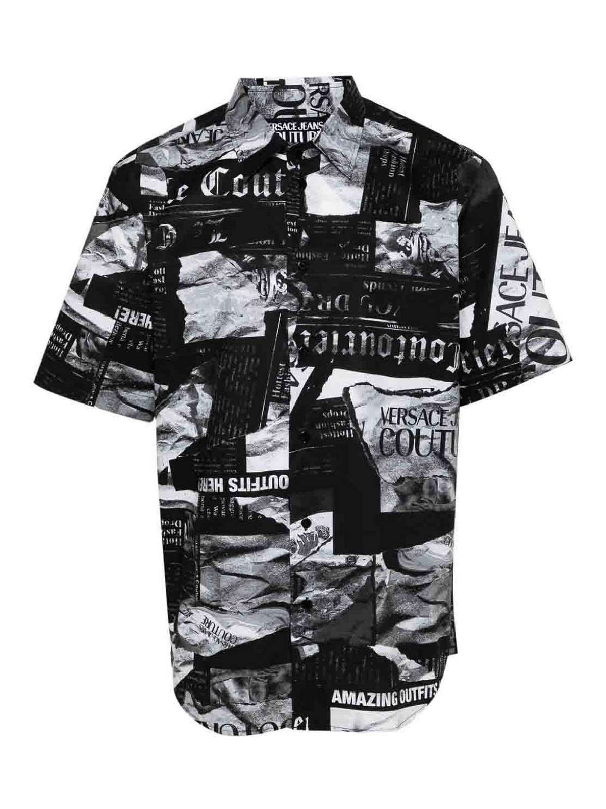 Shop Versace Jeans Couture Magazine Print Shirt In Black