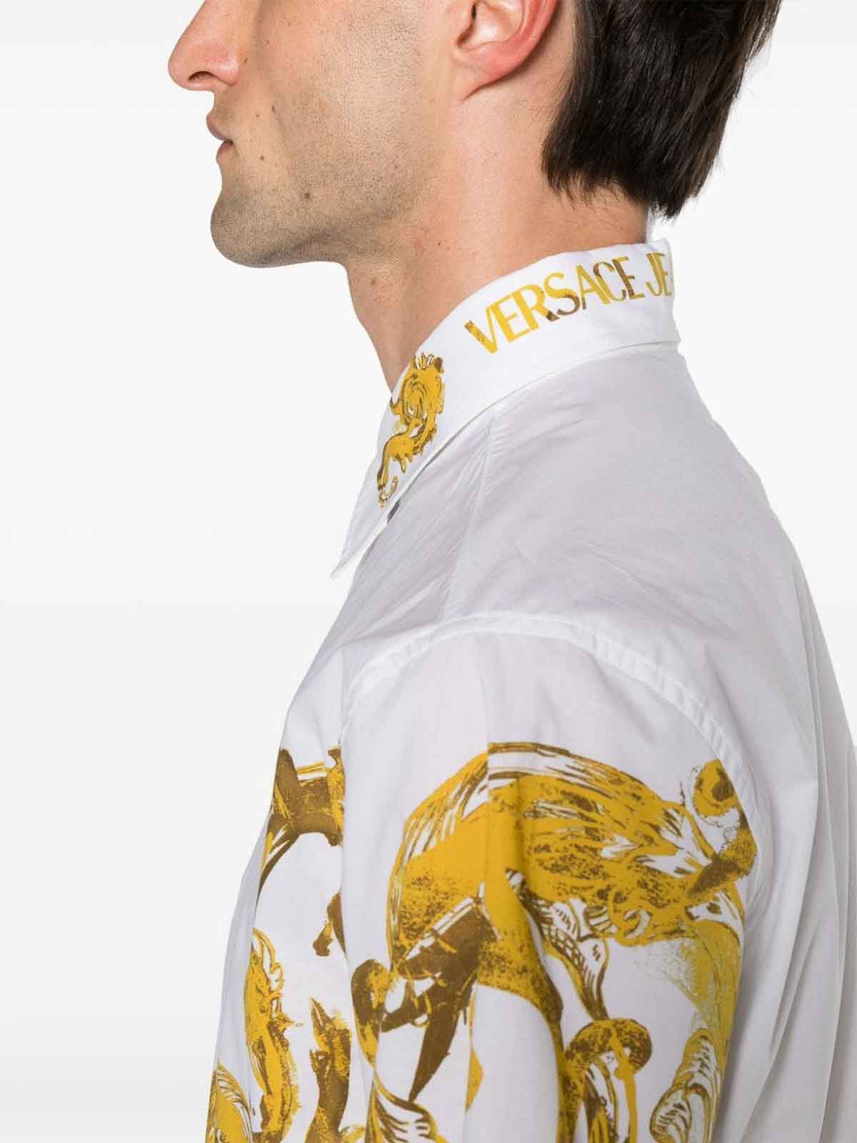 Shop Versace Jeans Couture Watercolor Print Shirt In White
