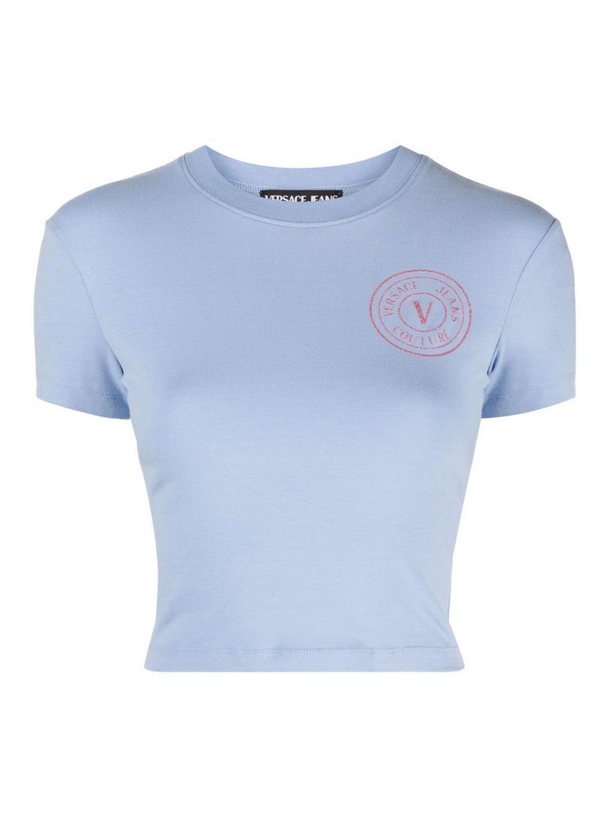 Versace Jeans Couture Logo Print T-shirt In Metallic