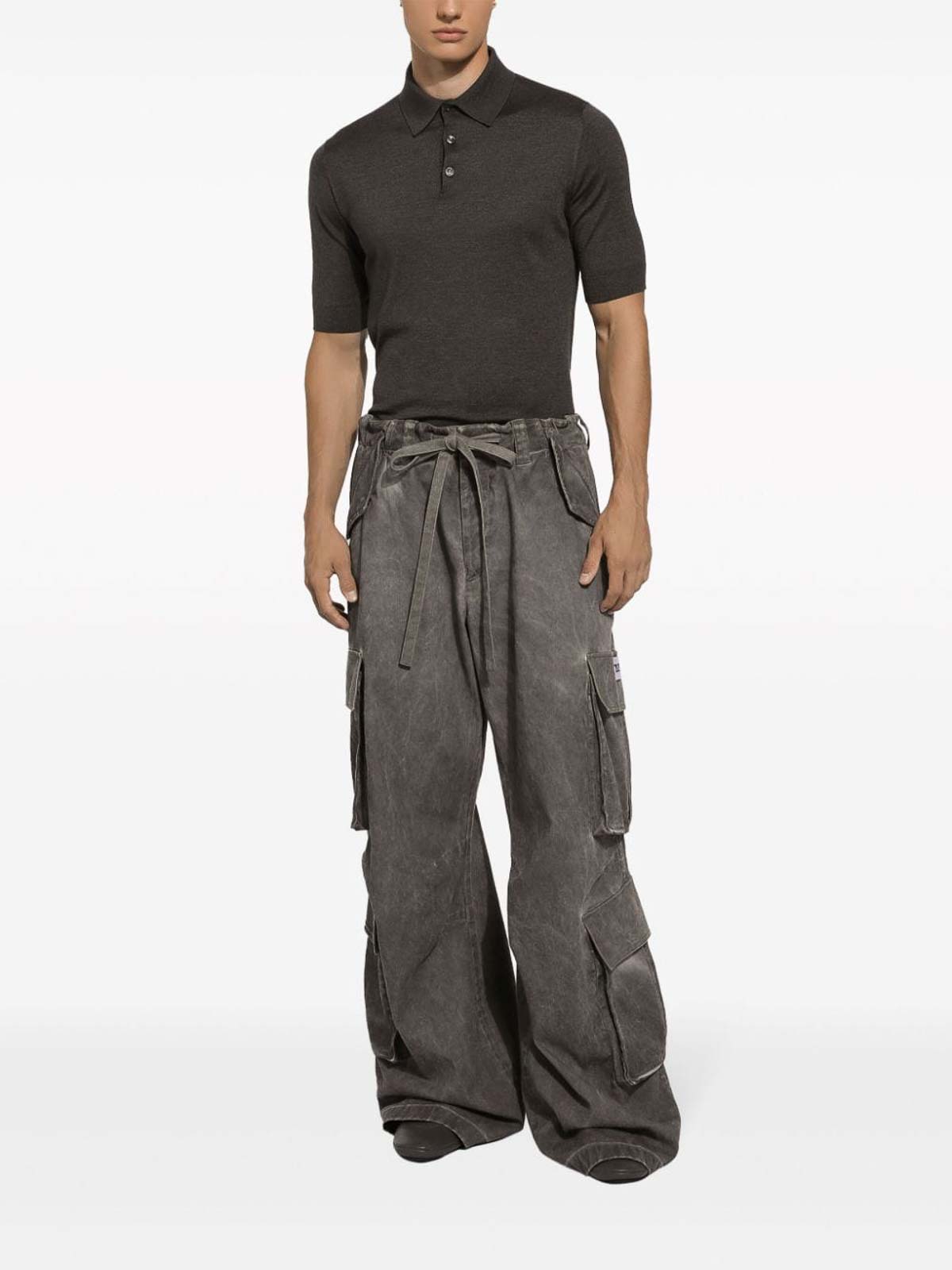 Shop Dolce & Gabbana Short Sleeve Polo Shirt In Grey