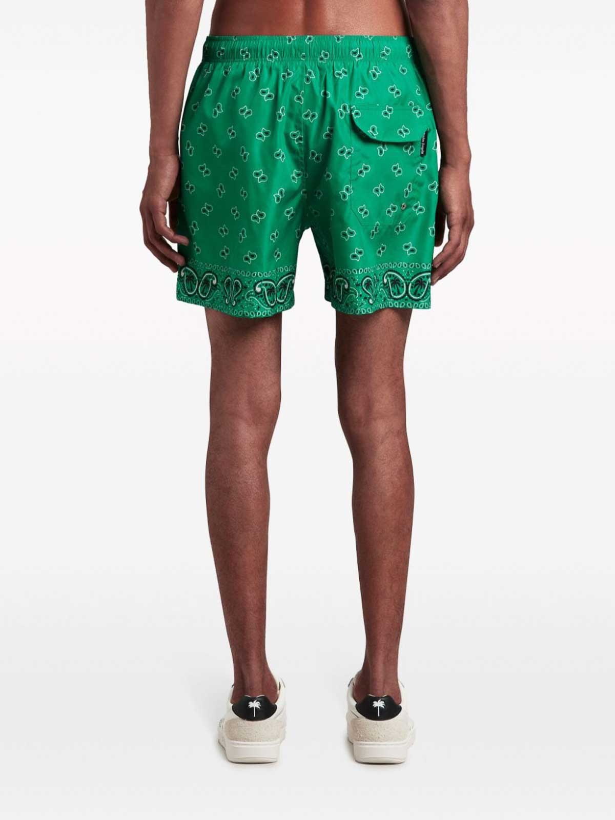 Shop Palm Angels Paisley Print Swimsuit In Green