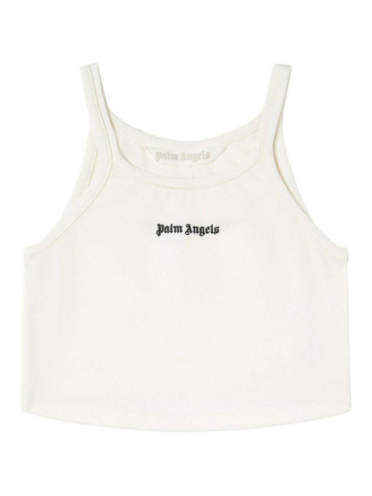 Shop Palm Angels Logo Crewneck Top In White