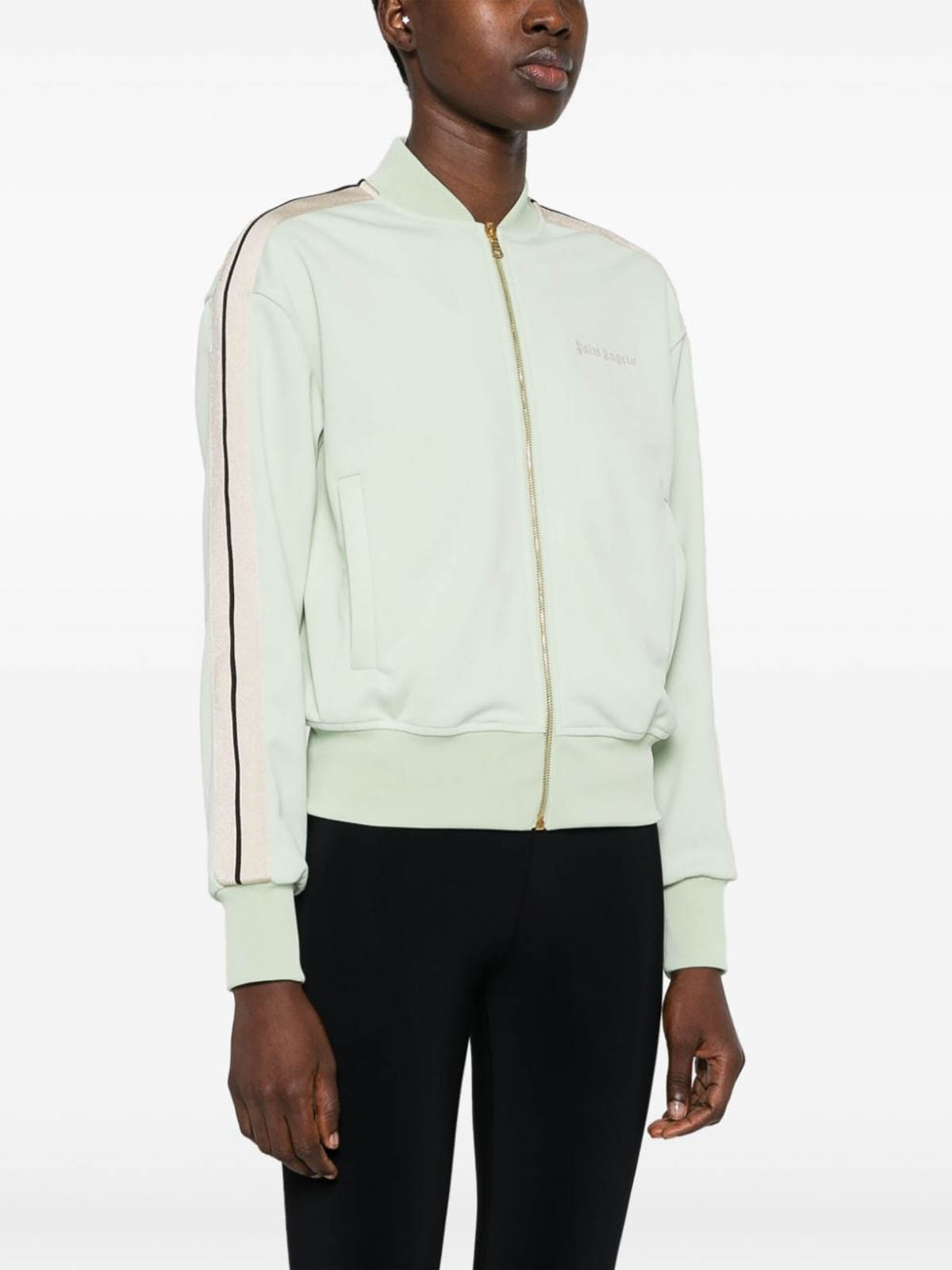 Shop Palm Angels Mint Green Knitted Jacket