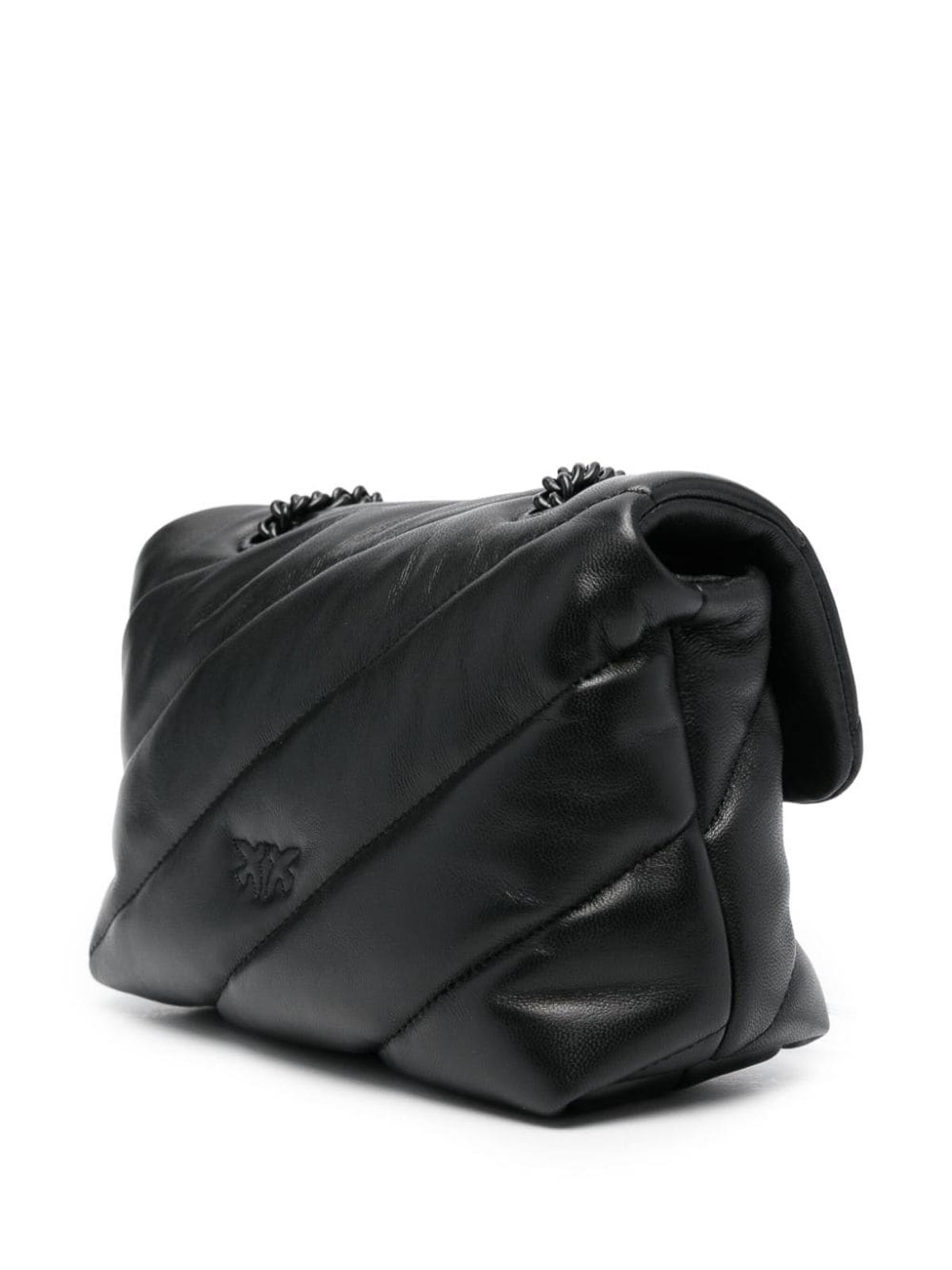 Shop Pinko Mini Love Puff Bag Black Quilted Flap Chain