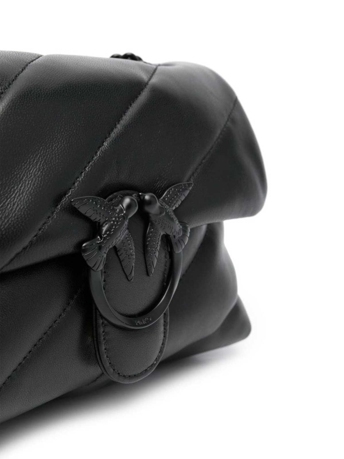 Shop Pinko Mini Love Puff Bag Black Quilted Flap Chain