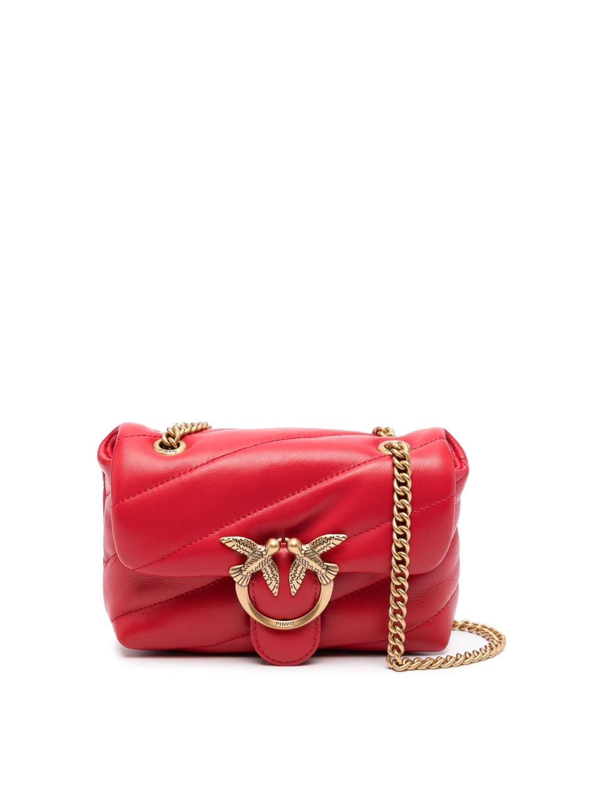 Shop Pinko Love Puff Baby Bag Red Smooth Buckle Flap