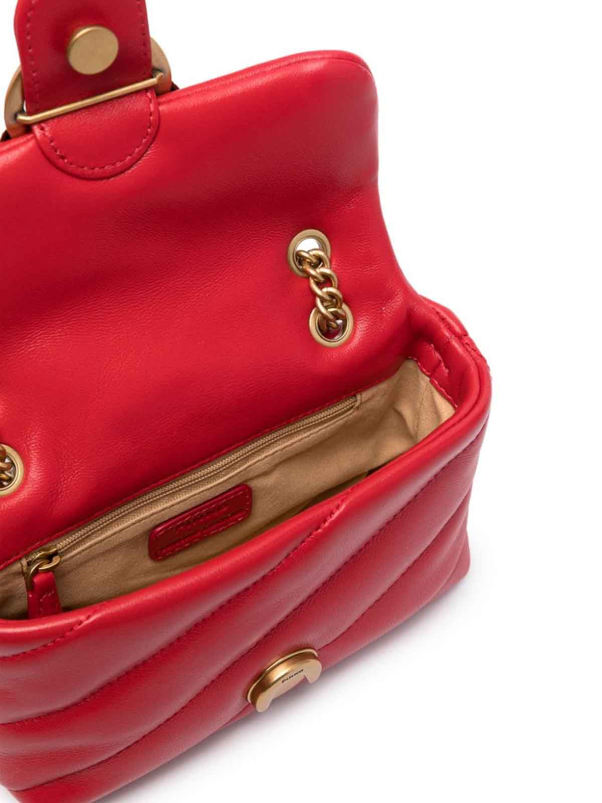 Shop Pinko Love Puff Baby Bag Red Smooth Buckle Flap