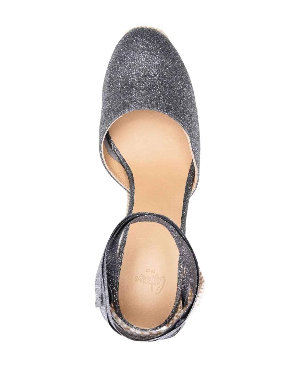 Shop Castaã±er Grey Carina Sandals Ankle Strap Wedge