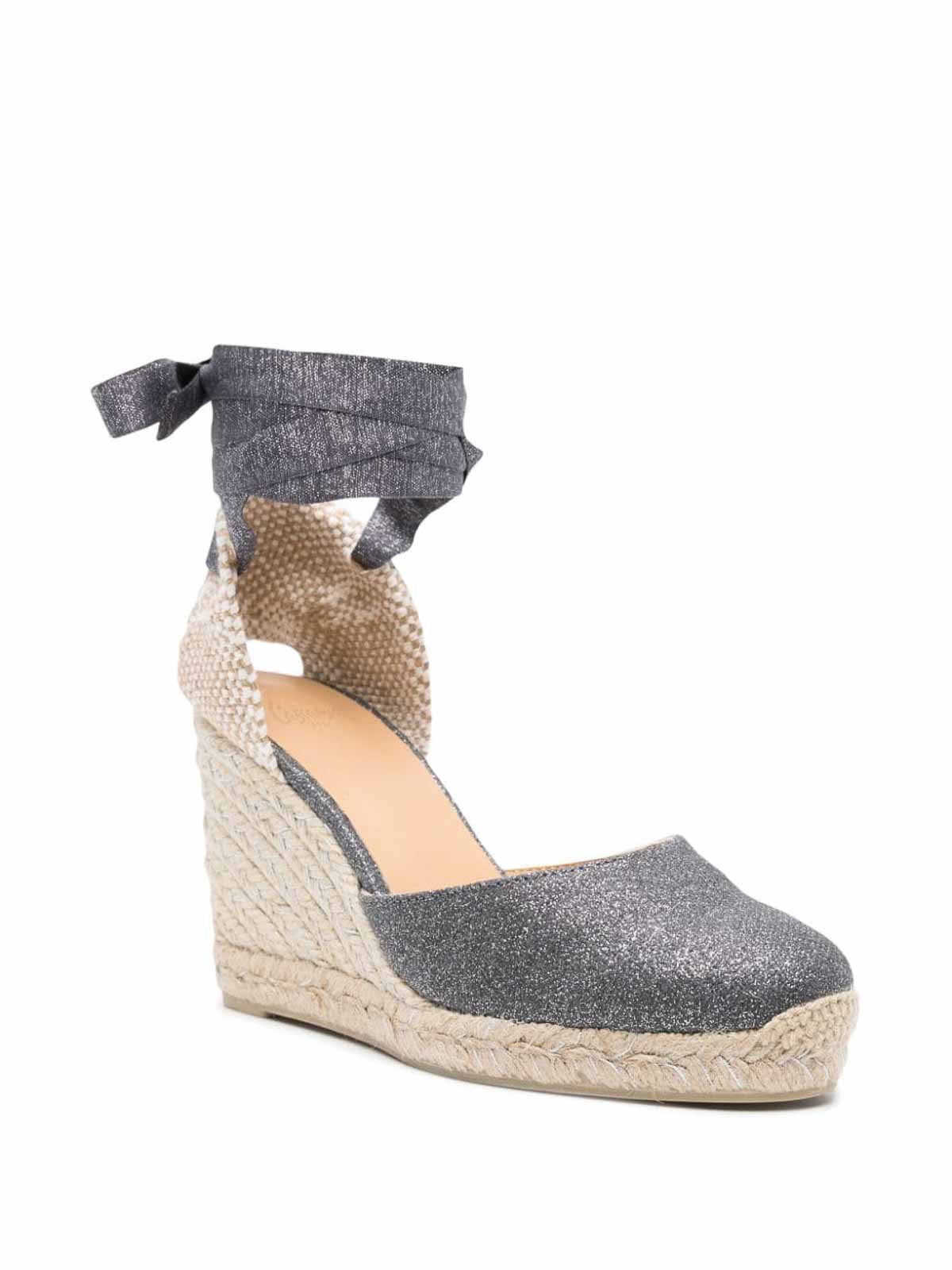 Shop Castaã±er Grey Carina Sandals Ankle Strap Wedge