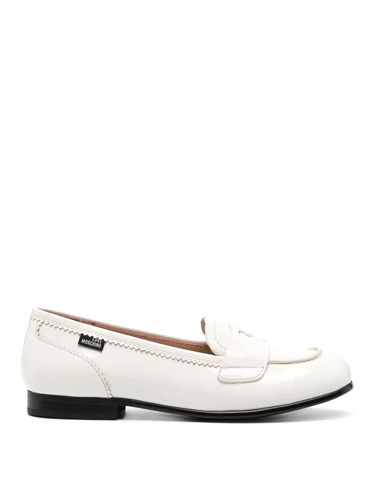 Shop Moschino Loafers With Logo Detail In White