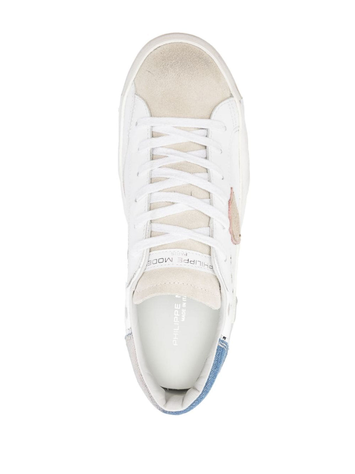 Shop Philippe Model Prsx Sneakers White Panel Distressed Lace