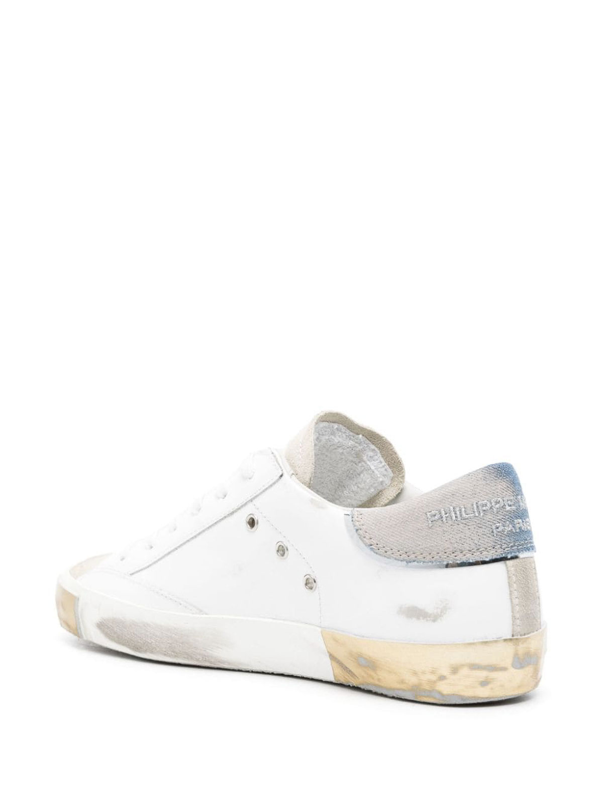 Shop Philippe Model Prsx Sneakers White Panel Distressed Lace
