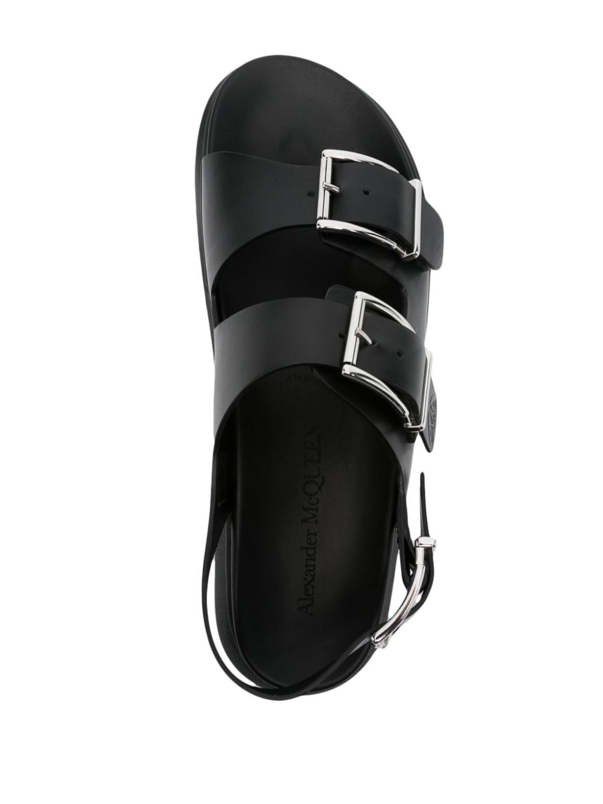 Shop Alexander Mcqueen Double Strap Sandals In Black
