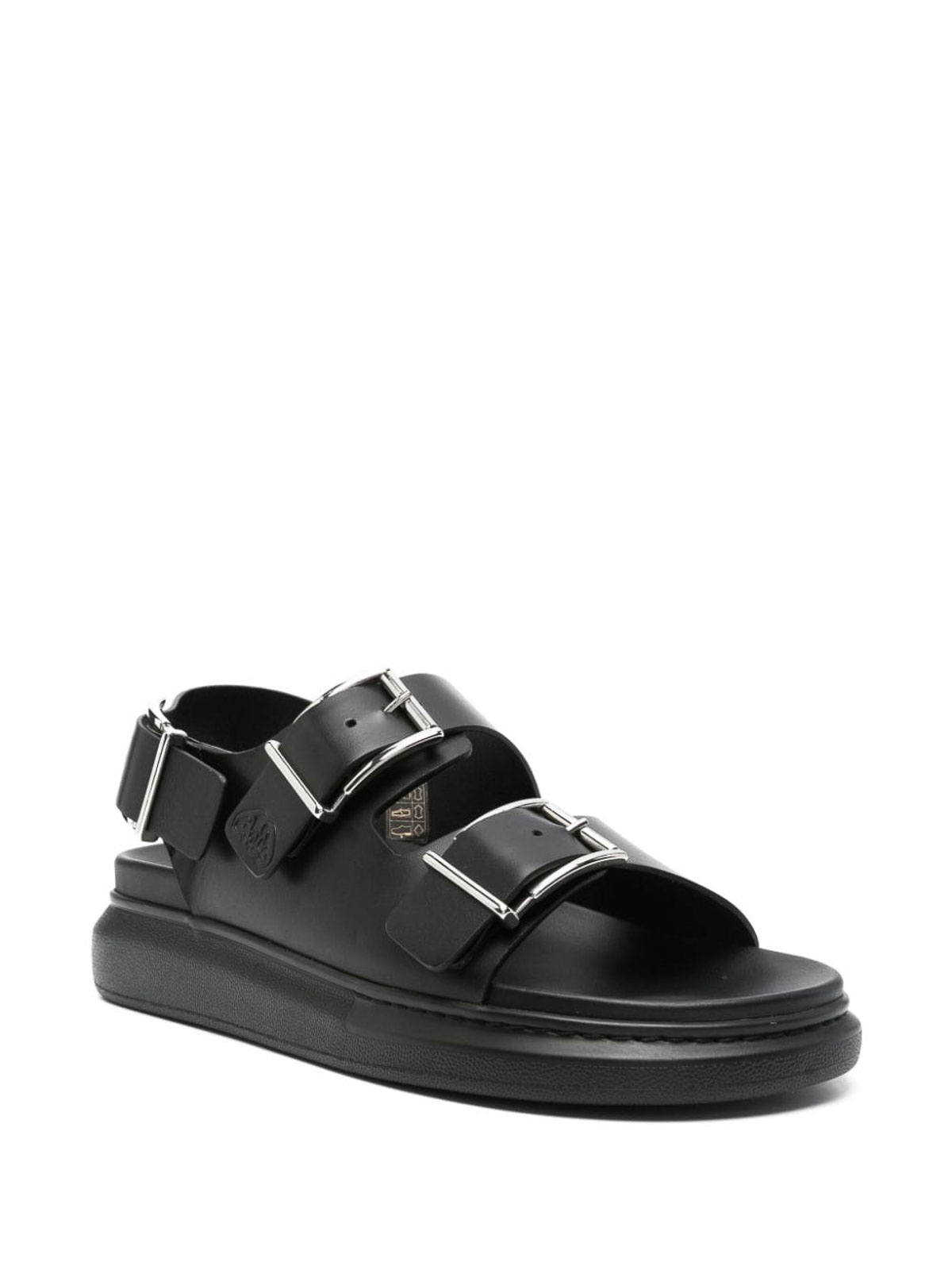 Shop Alexander Mcqueen Double Strap Sandals In Black