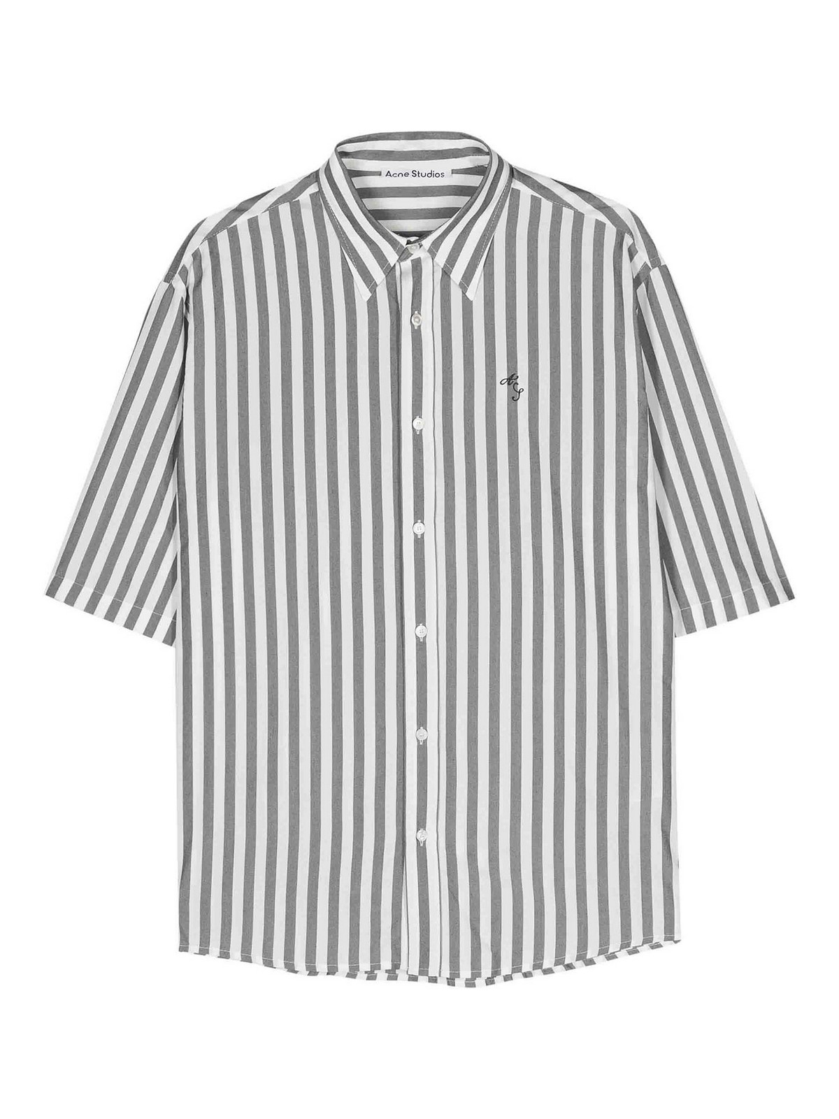 Shop Acne Studios Logo-embroidered Striped Shirt In Black