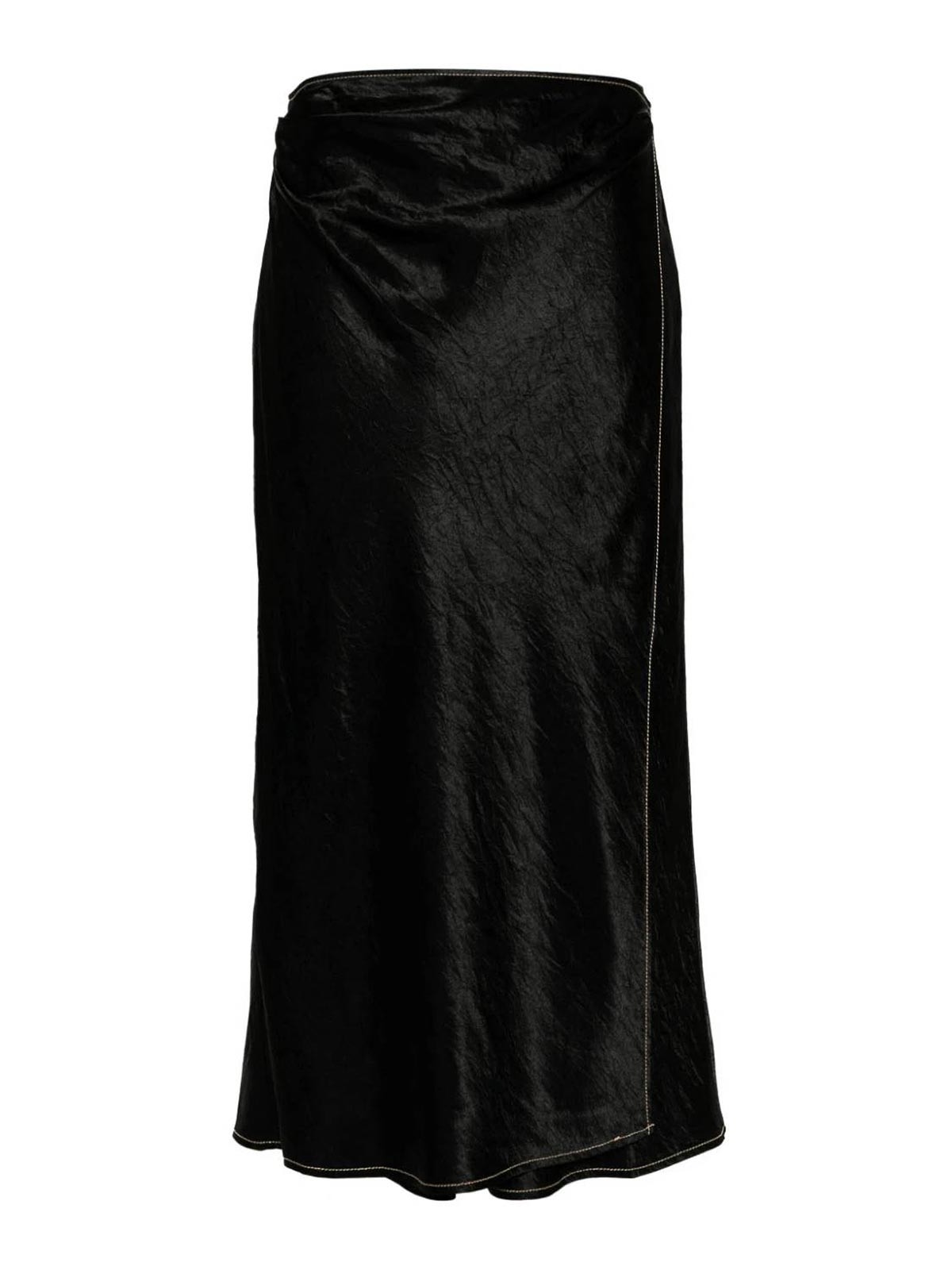 Shop Acne Studios Satin Midi Wrap Skirt In Silver