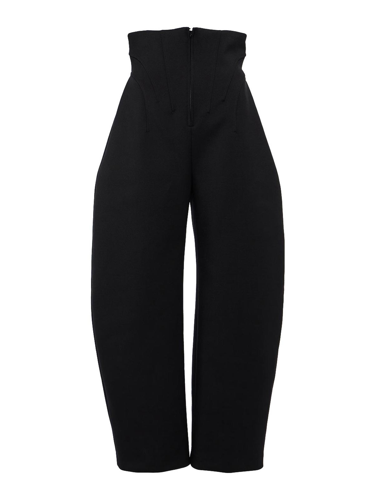 Alaïa High-rise Arched Wide-leg Corset Trousers In Black