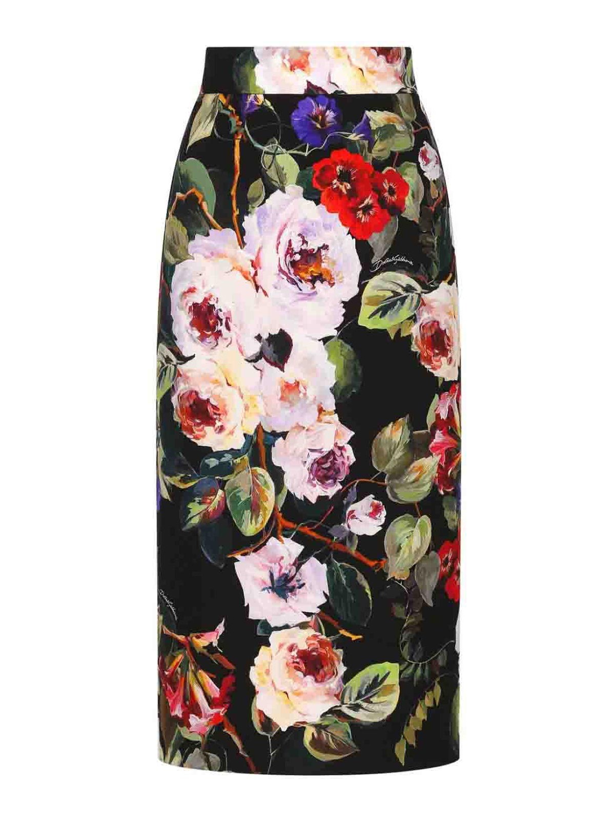 Shop Dolce & Gabbana Calf-length Skirt With Rose Garden Print In Multicolour