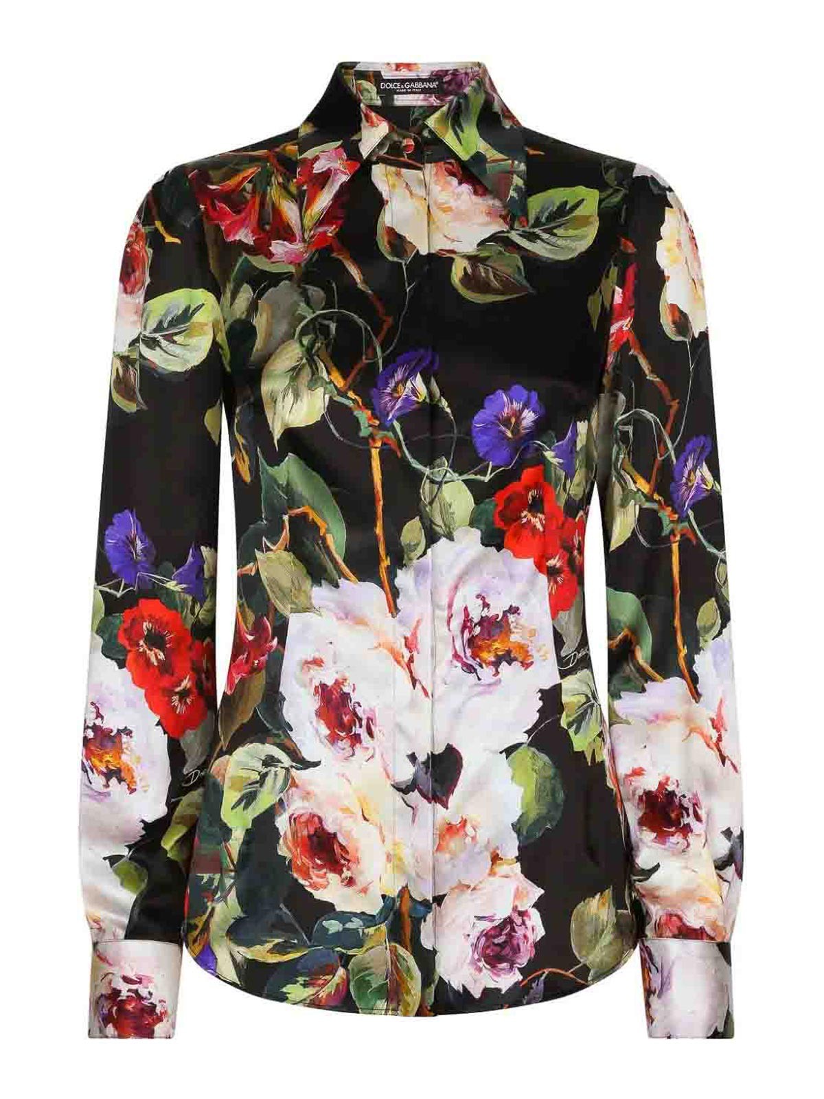 Shop Dolce & Gabbana Shirt With Rose Garden Print In Multicolour