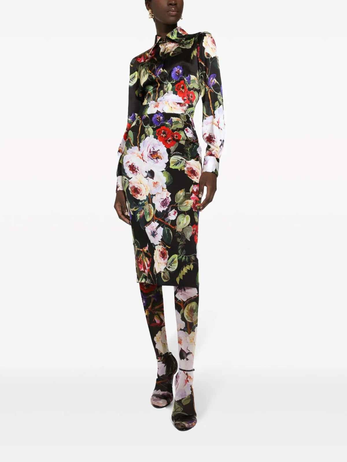 Shop Dolce & Gabbana Shirt With Rose Garden Print In Multicolour
