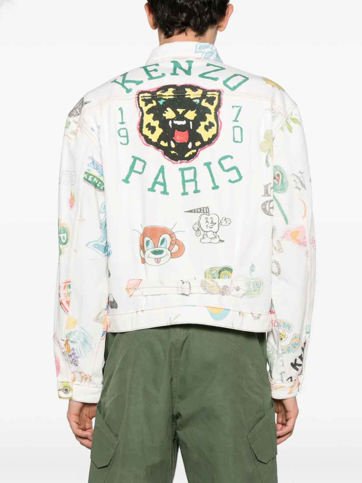 Shop Kenzo Drawn Varsity Jacket In Multicolour