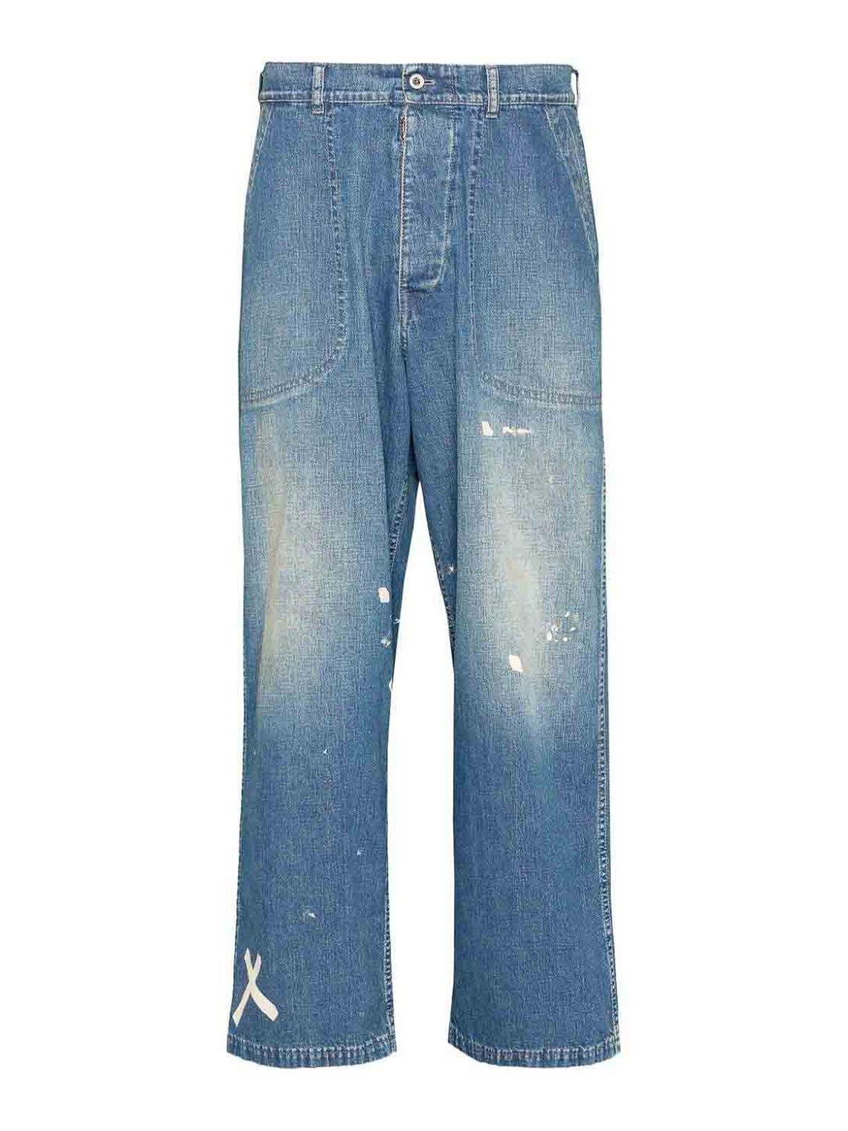 Shop Maison Margiela Paint-splatter Jeans In Blue