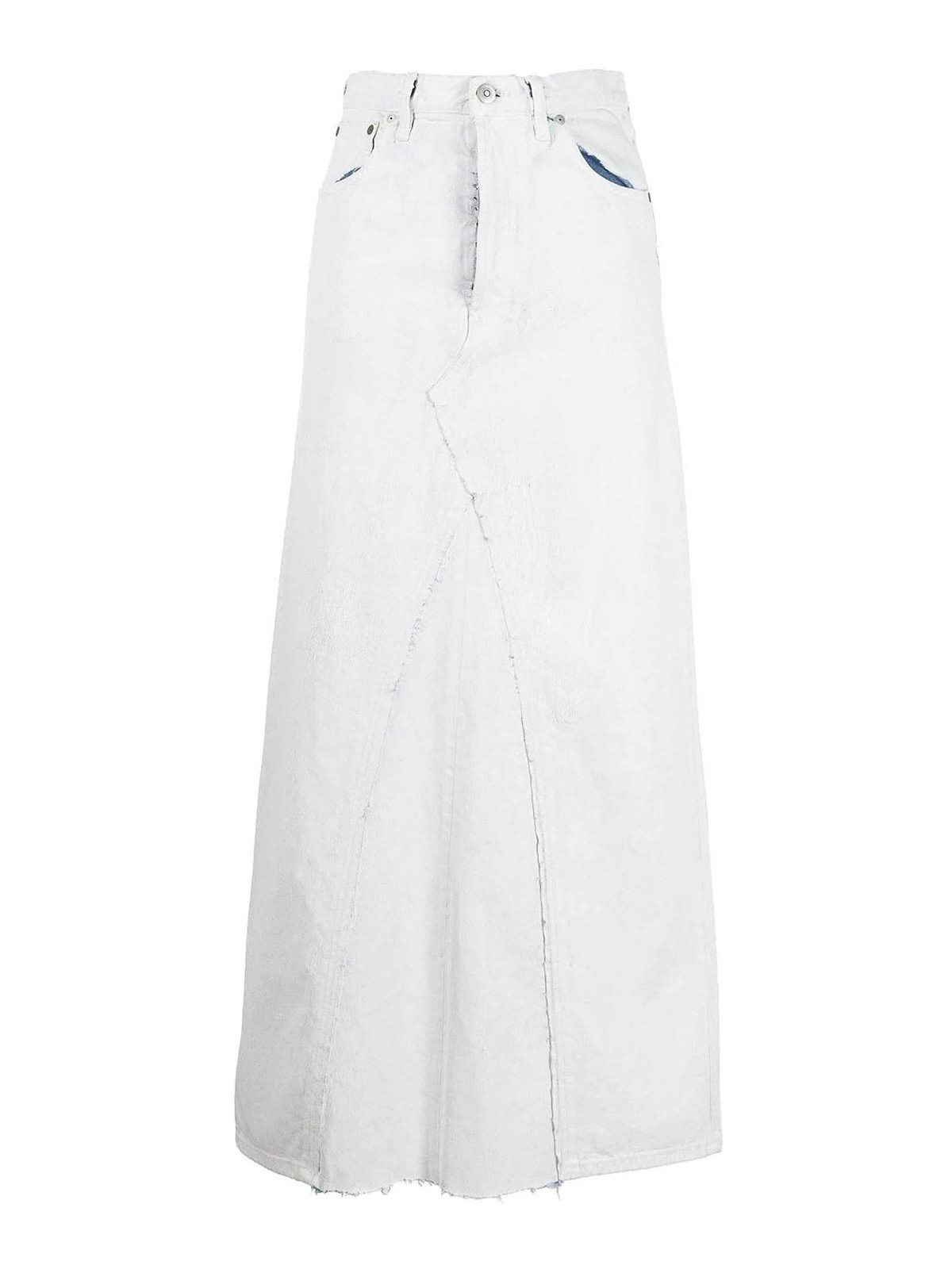 Shop Maison Margiela Designer Bright Denim Skirt Single Panel In White
