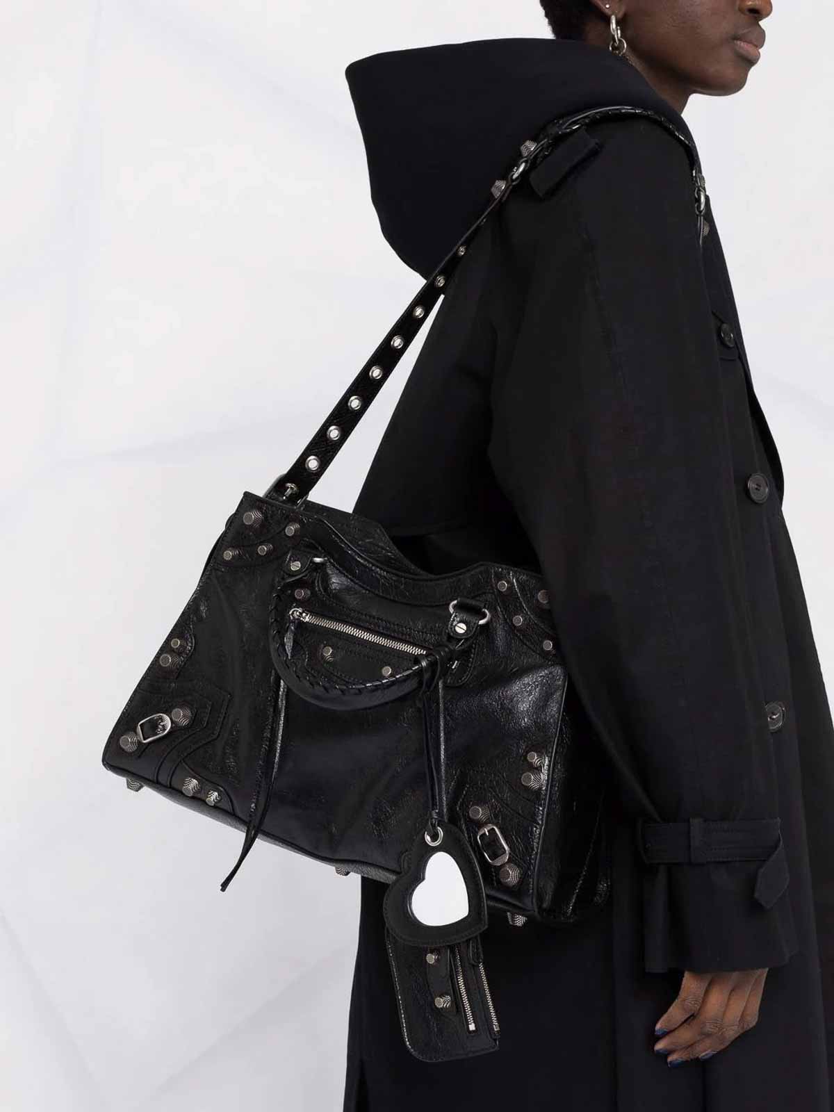 Shop Balenciaga Neo Cagole City Bag In Black