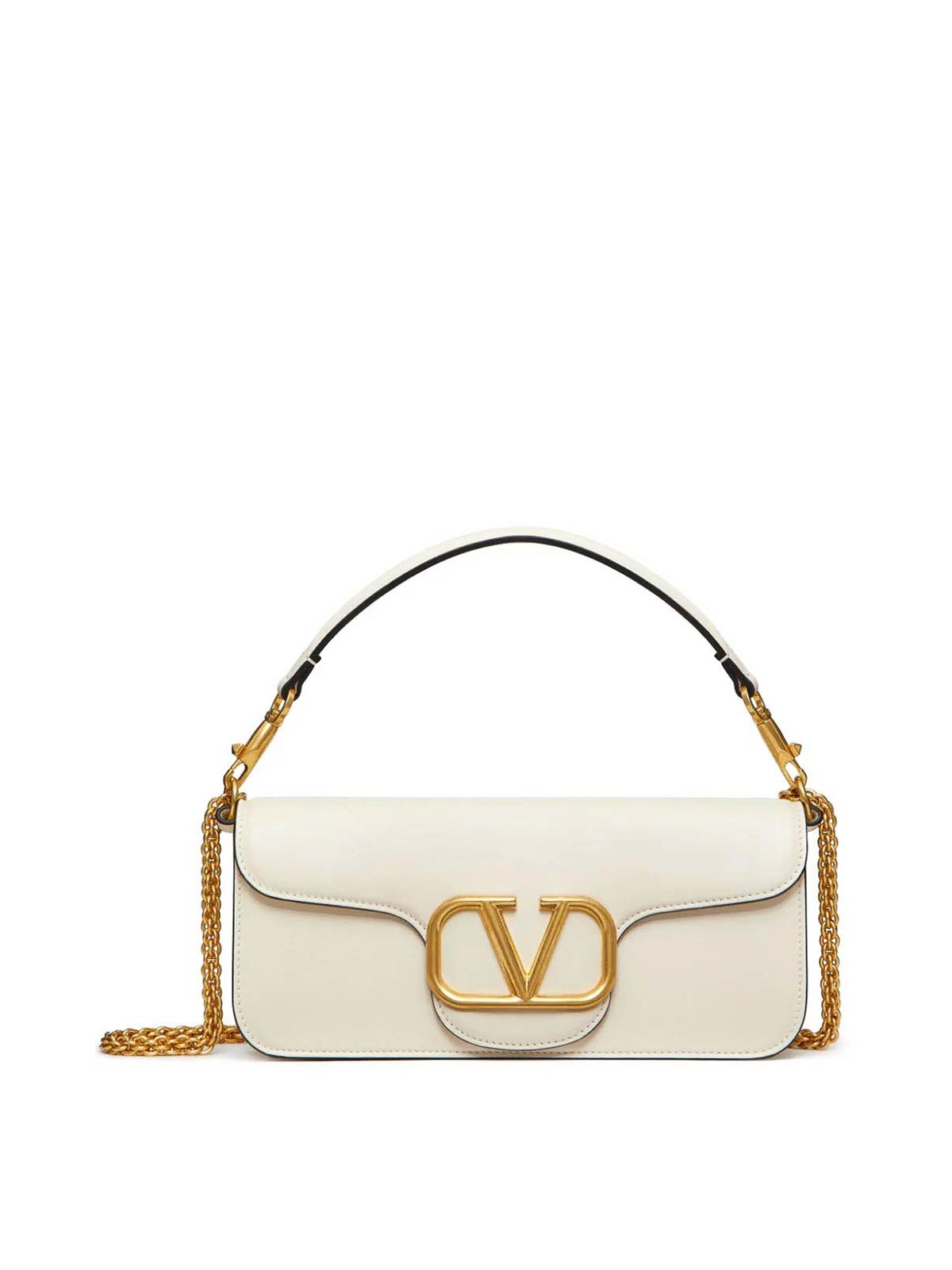 Shop Valentino Loc Shoulder Bag In Beige